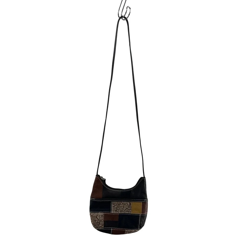 Stone Mountain‎ Patchwork Shoulder Bag Crossbody Brown Leather Purse Small